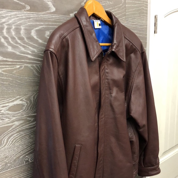 Merit Awards brown leather bomber jacket - Picture 2 of 5